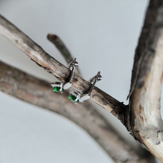 Серебряные серьги с изумрудом nano 1.202ct