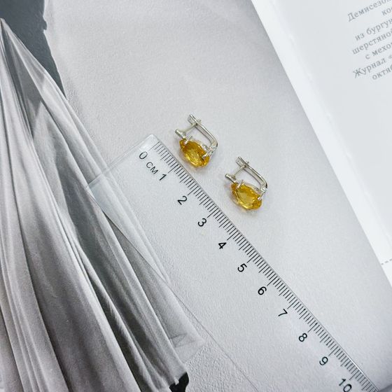 Серебряные серьги с цитрином nano 6.142ct