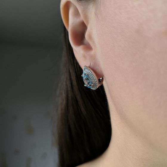 Серебряные серьги с топазом 5.859ct