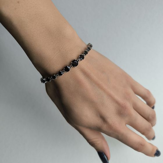 Серебряный браслет с раухтопазом (дымчатым кварцем)