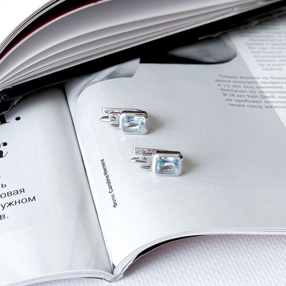Серебряные серьги с топазом 3.933ct