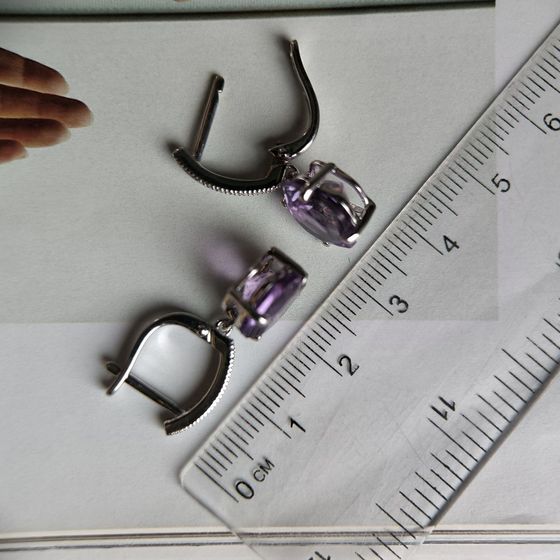 Серебряные серьги с аметистом 7.85ct