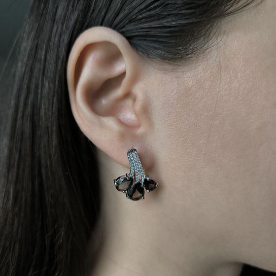 Серебряные серьги с раухтопазом (дымчатым кварцем) 6.183ct, фианитами