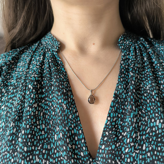 Серебряная подвеска с раухтопазом (дымчатым кварцем) 3ct