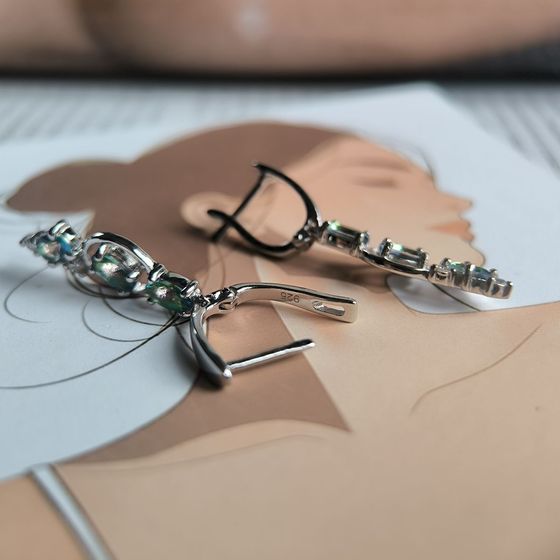 Серебряные серьги с мистик топазом 2.11ct