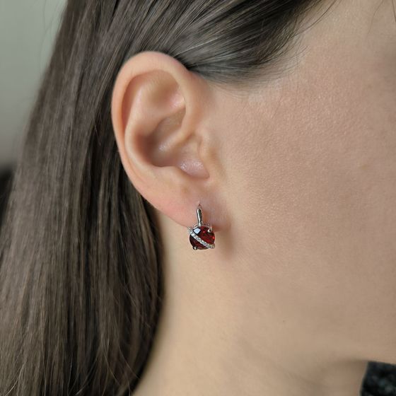 Серебряные серьги с гранатом 3.331ct