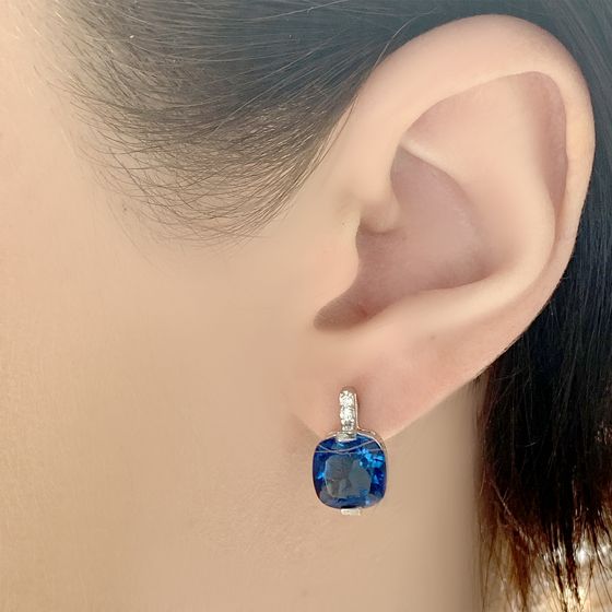 Серебряные серьги с топазом Лондон Блю 4.953ct