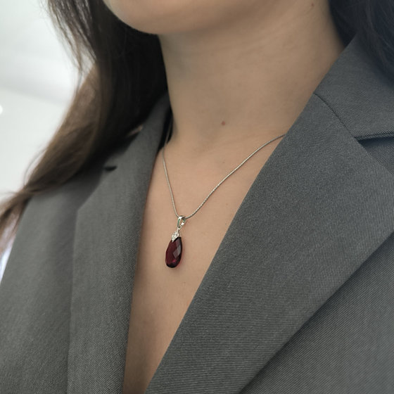 Серебряная подвеска с гранатом nano 4.42ct, фианитами