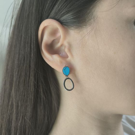 Серебряные серьги с бирюзой