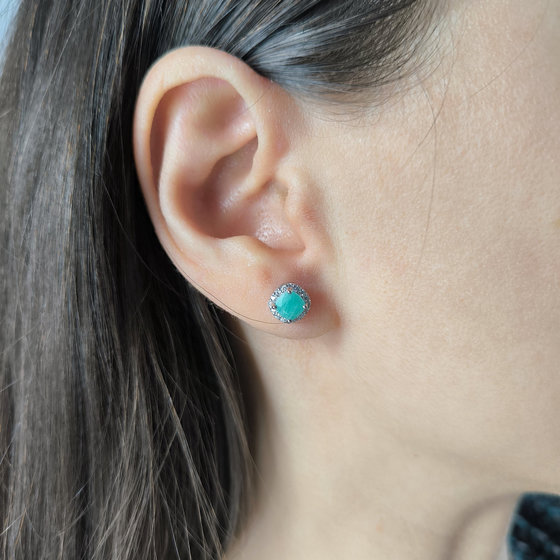 Серебряные серьги с изумрудом 1.13ct