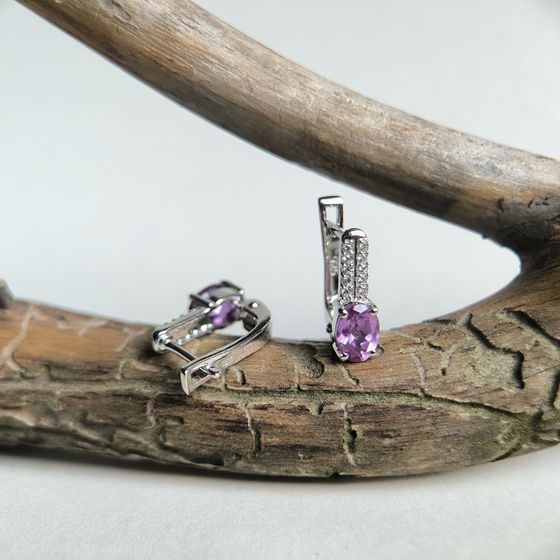 Серебряные серьги с александритом 2.55ct
