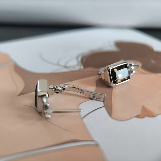 Серебряные серьги с раухтопазом (дымчатым кварцем) 2.808ct