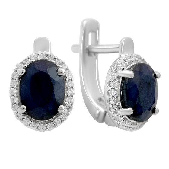 Серебряные серьги с сапфиром 3.632ct