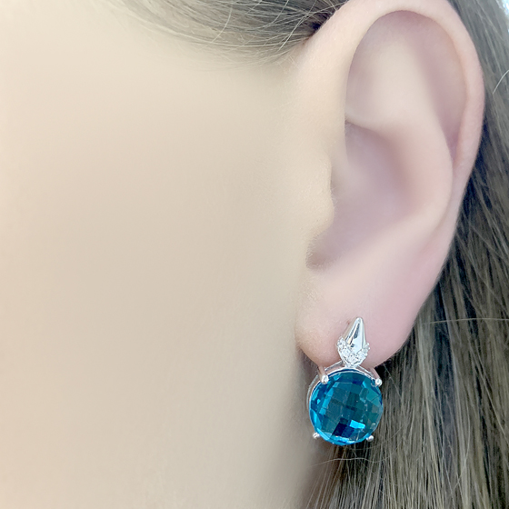 Серебряные серьги с топазом Лондон Блю 5.91ct