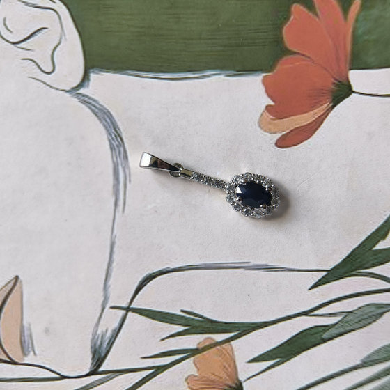 Серебряная подвеска с сапфиром 0.992ct