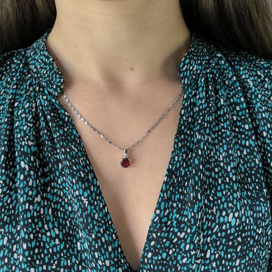 Серебряная подвеска с гранатом nano 1.45ct, фианитами