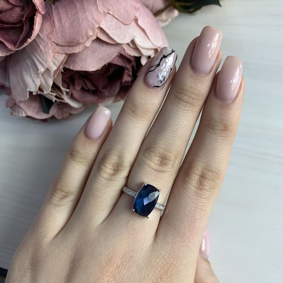 Серебряное кольцо с топазом Лондон Блю 3.4ct