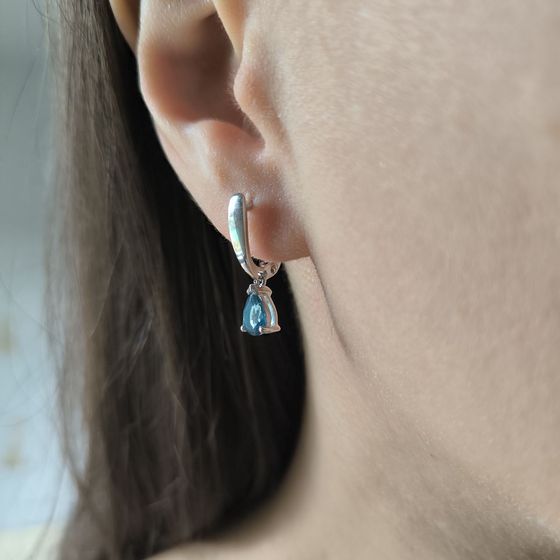 Серебряные серьги с топазом Лондон Блю 0.95ct