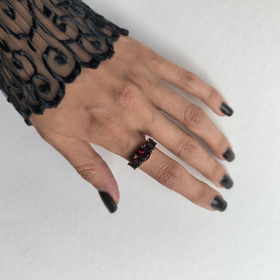 Серебряное кольцо с гранатом, гранатом nano