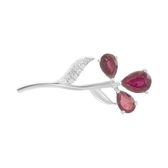 Серебряная брошка с рубином 2.315ct