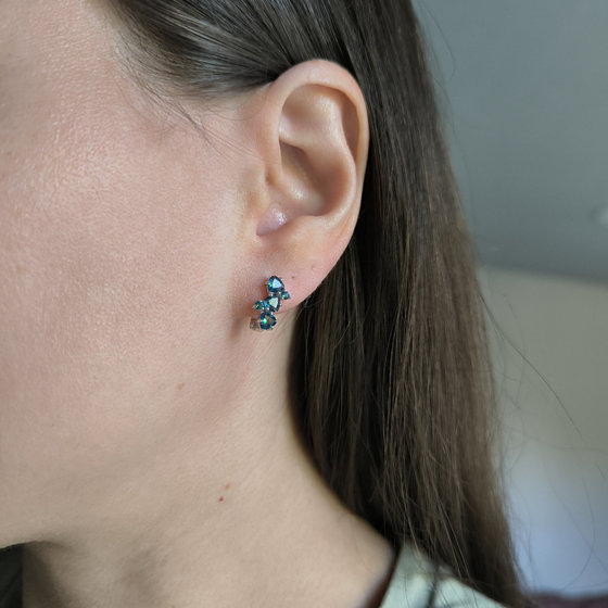 Серебряные серьги с мистик топазом 1.42ct