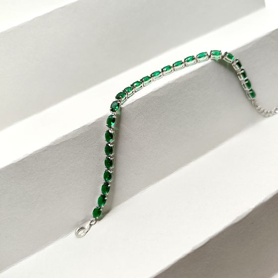 Серебряный браслет с изумрудом nano