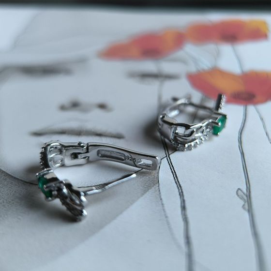 Серебряные серьги с агатом 0.73ct