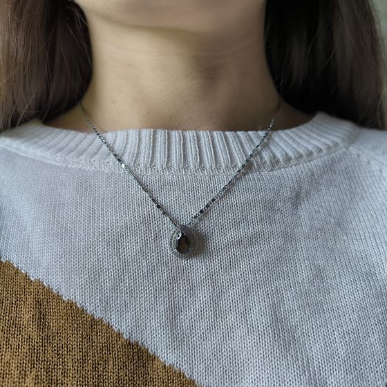 Серебряная подвеска с раухтопазом (дымчатым кварцем) 2.188ct, фианитами