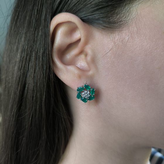 Серебряные серьги с агатом 2.983ct