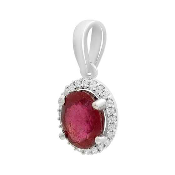 Серебряная подвеска с рубином 1.729ct, фианитами