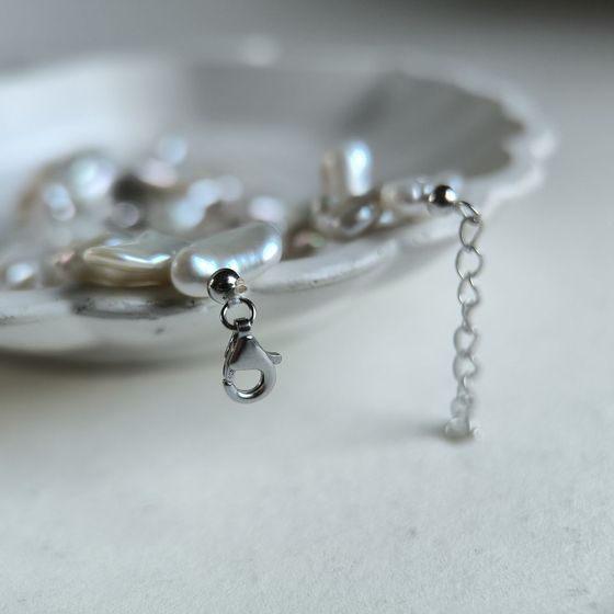 Серебряный браслет с жемчугом барочным Серебряный браслет с жемчугом барочным