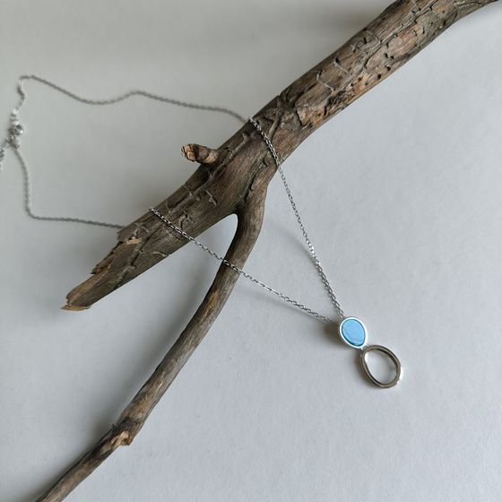 Серебряное колье с бирюзой