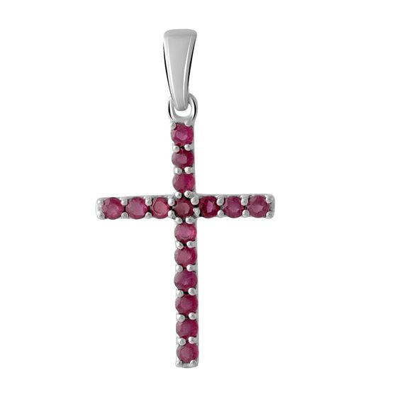 Серебряный крестик с рубином 0.88ct