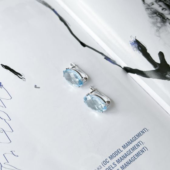 Серебряные серьги с топазом 12.742ct