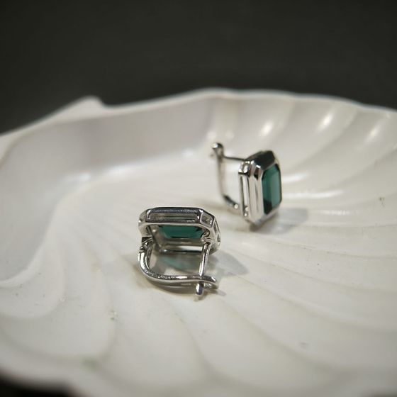 Серебряные серьги с топазом Лондон Блю 5.788ct