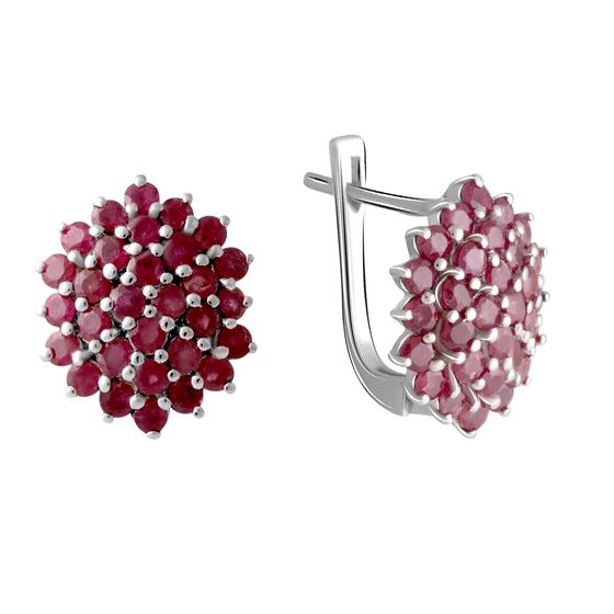 Серебряные серьги с рубином 3.167ct