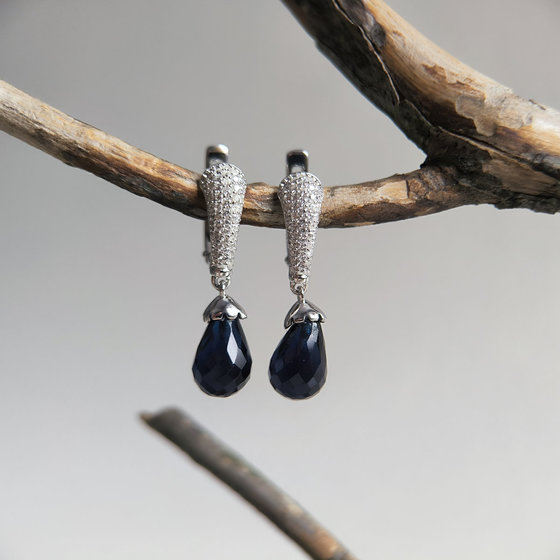 Серебряные серьги с сапфиром nano 6.84ct