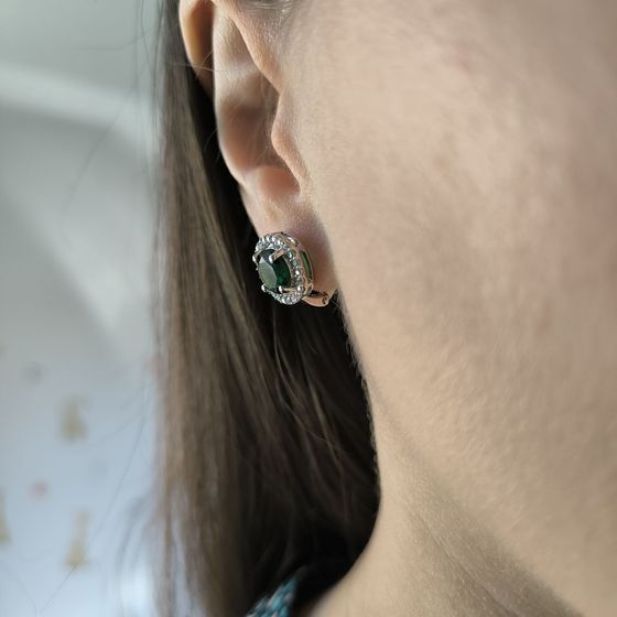 Серебряные серьги с изумрудом nano 3.982ct