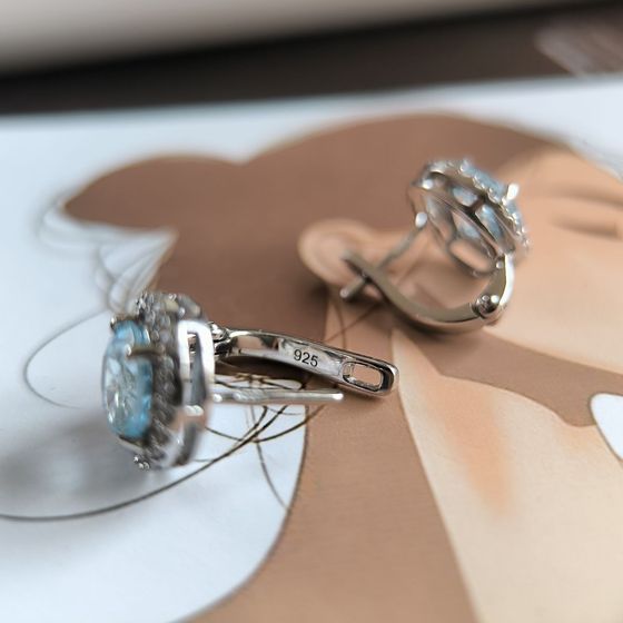 Серебряные серьги с топазом 5.441ct