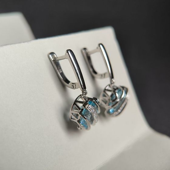 Серебряные серьги с топазом 11.96ct