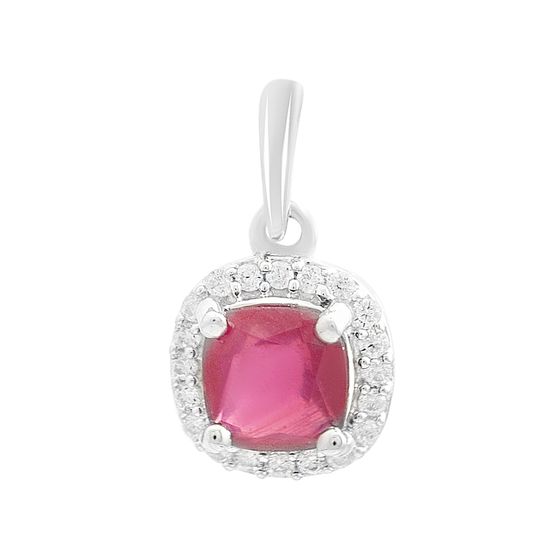 Серебряная подвеска с рубином 1.47ct, фианитами