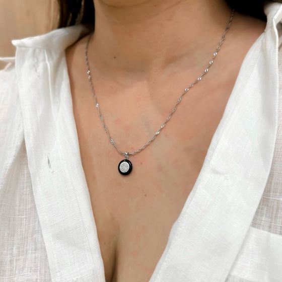 Серебряная подвеска с керамикой, фианитами Серебряная подвеска с керамикой, фианитами