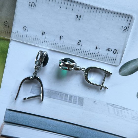 Серебряные серьги с изумрудом nano 2.163ct