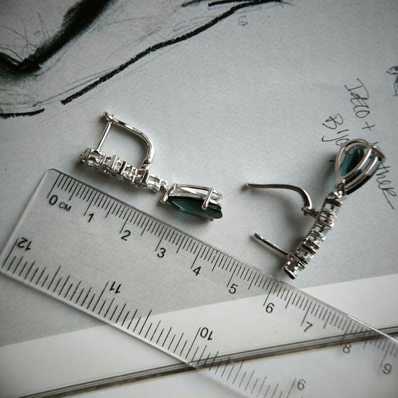 Серебряные серьги с топазом Лондон Блю 9.407ct, топазом