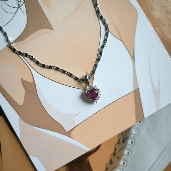 Серебряная подвеска с рубином 1.337ct