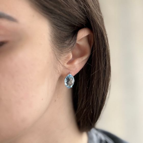 Серебряные серьги с топазом 12.25ct