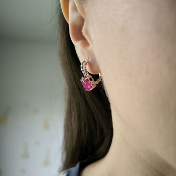 Серебряные серьги с рубином 8.153ct