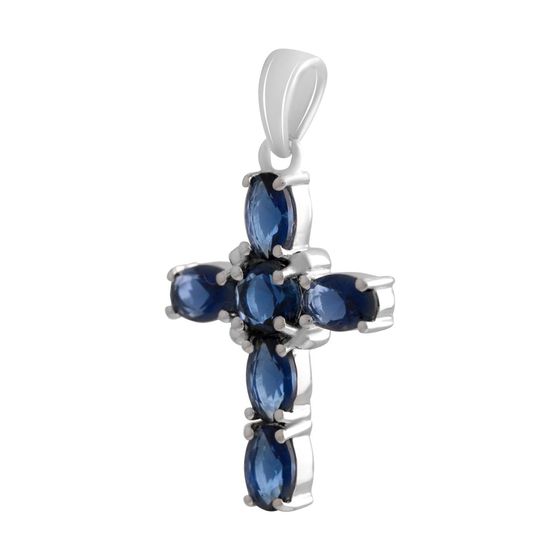 Серебряный крестик с сапфиром nano 1.9ct