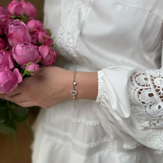 Серебряный браслет с фианитами