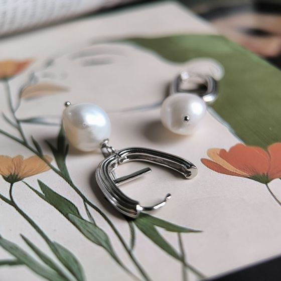 Серебряные серьги с жемчугом барочным